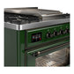 Ilve UM36FNR3EGB Ilve Um36Fnr3Egb Majestic Iii 36 Inch Dual Fuel Range With 6 Black Brass Burners And Griddle, Dual Function Burner Up To 25,000 Btu (Triple Glass Door, Emerald Green, Burnished, Natural Gas)