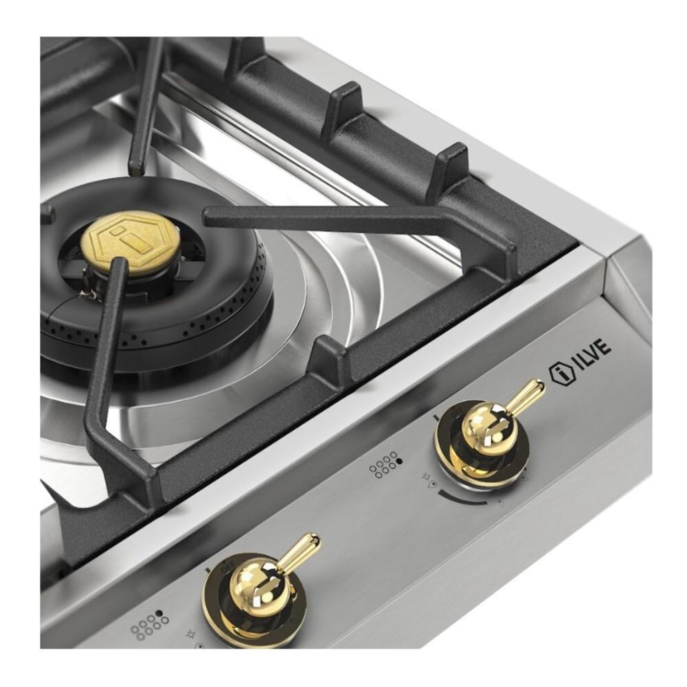 Ilve UHCP1265FNSSGLP Ilve Uhcp1265Fnssglp Nostalgie Ii 48 Inch Gas Cooktop With 8 Burners, Griddle, In Stainless Steel (Liquid Propane, Brass)