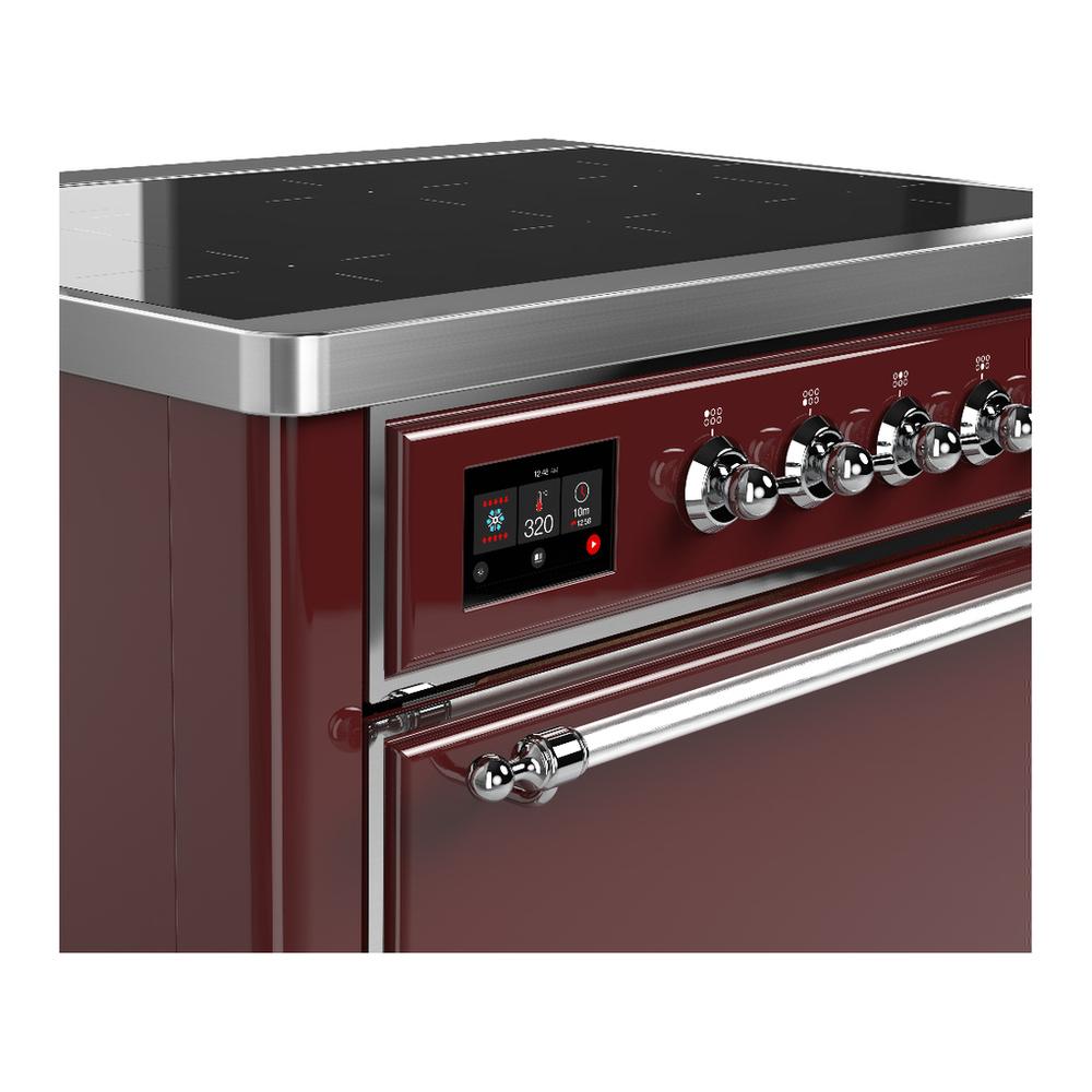 Ilve UMIB36QNR3BUC Ilve Umib36Qnr3Buc Majestic Iii 36 Inch Induction Range With 6 Elements, 3.5 Cu. Ft. Total Oven Capacity (Solid Door, Burgundy, Chrome)