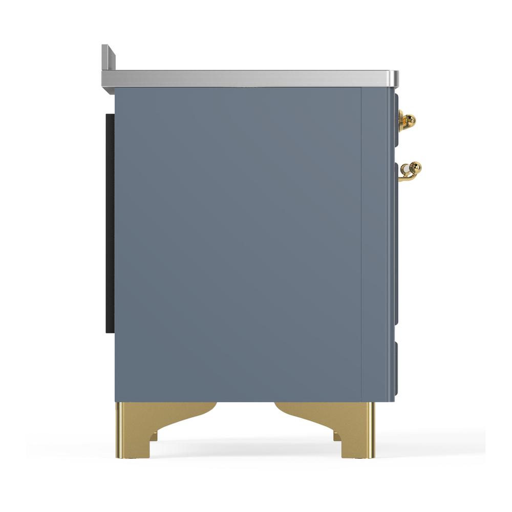 Ilve UMIB48QNR3BGG Ilve Umib48Qnr3Bgg Majestic Iii 48 Inch Induction Range With 6 Elements, 5.02 Cu. Ft. Total Oven Capacity (Solid Door, Blue Grey, Brass)