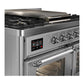 Ilve UMD40FNR3SSCLP Ilve Umd40Fnr3Ssclp Majestic Iii 40 Inch Dual Fuel Range With 6 Burners And Griddle, Dual Function Burner Up To 25,000 Btu (Liquid Propane, Triple Glass Door, Stainless Steel, Chrome)