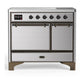Ilve UMDIB40QNR3SSB Ilve Umdib40Qnr3Ssb Majestic Iii 40 Inch Induction Range With 6 Elements, 3.82 Cu. Ft. Total Oven Capacity (Solid Door, Stainless Steel, Burnished)