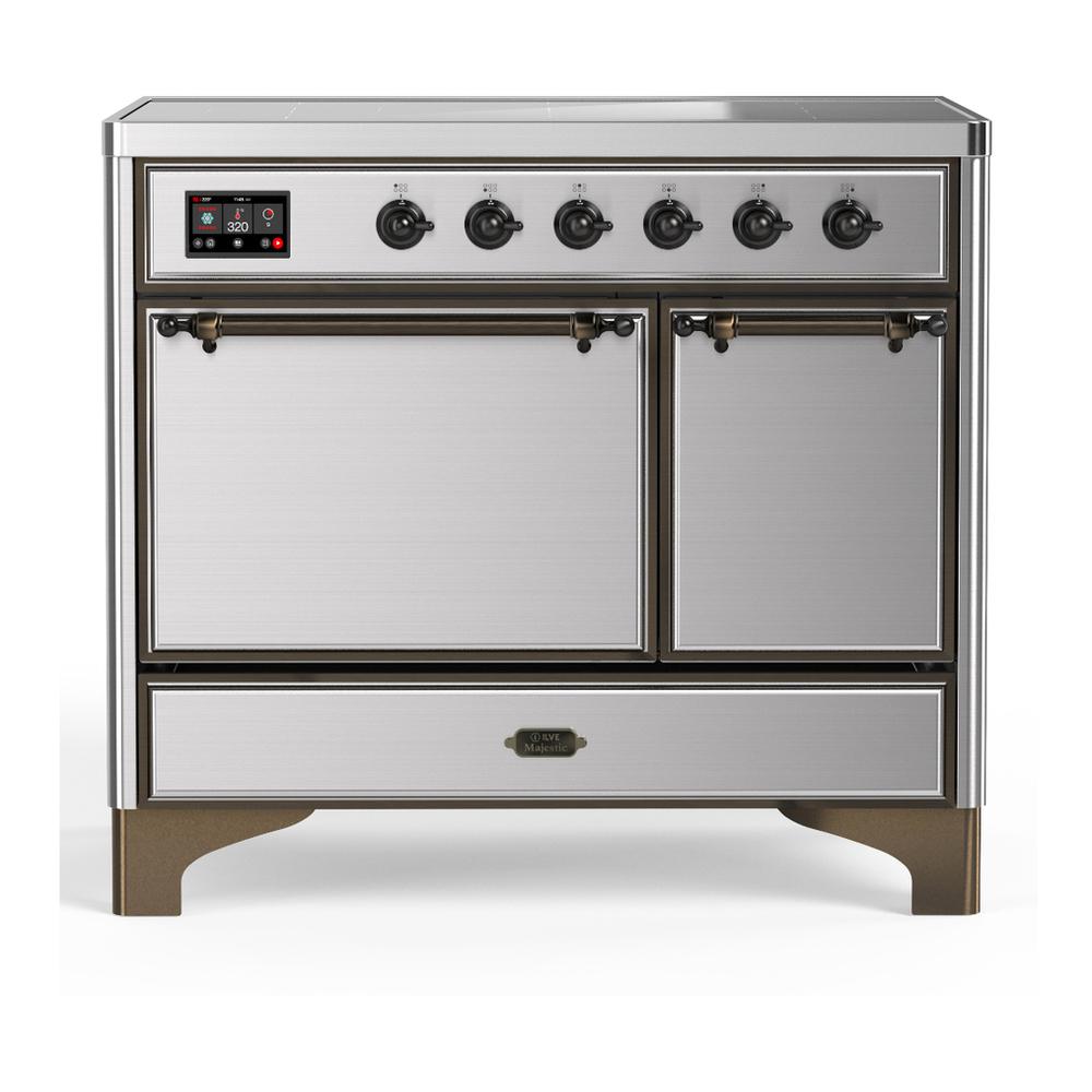 Ilve UMDIB40QNR3SSB Ilve Umdib40Qnr3Ssb Majestic Iii 40 Inch Induction Range With 6 Elements, 3.82 Cu. Ft. Total Oven Capacity (Solid Door, Stainless Steel, Burnished)