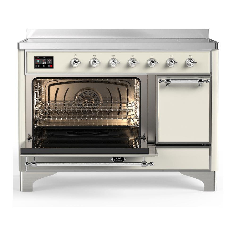 Ilve UMIB48QNR3AWC Ilve Umib48Qnr3Awc Majestic Iii 48 Inch Induction Range With 6 Elements, 5.02 Cu. Ft. Total Oven Capacity (Solid Door, Antique White, Chrome)