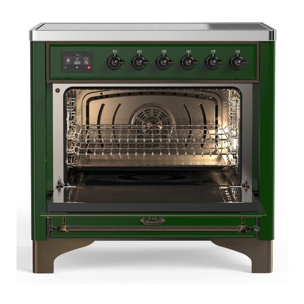 Ilve UMIB36NR3EGB Ilve Umib36Nr3Egb Majestic Iii 36 Inch Induction Range With 6 Elements, 3.5 Cu. Ft. Total Oven Capacity (Triple Glass Door, Emerald Green, Burnished)