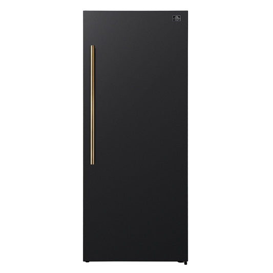 Forno FFFFD172228BLKRS Forno Maderno 28-Inch Convertible Freezer/Refrigerator In Black With Antique Brass Handle, 13.6 Cu.Ft. Right Swing
