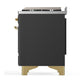 Ilve UM48FNR3MGG Ilve Um48Fnr3Mgg Majestic Iii 48 Inch Dual Fuel Range With 8 Burners And Griddle, Dual Function Burner Up To 25,000 Btu (Natural Gas, Triple Glass Door, Graphite Matte, Brass)