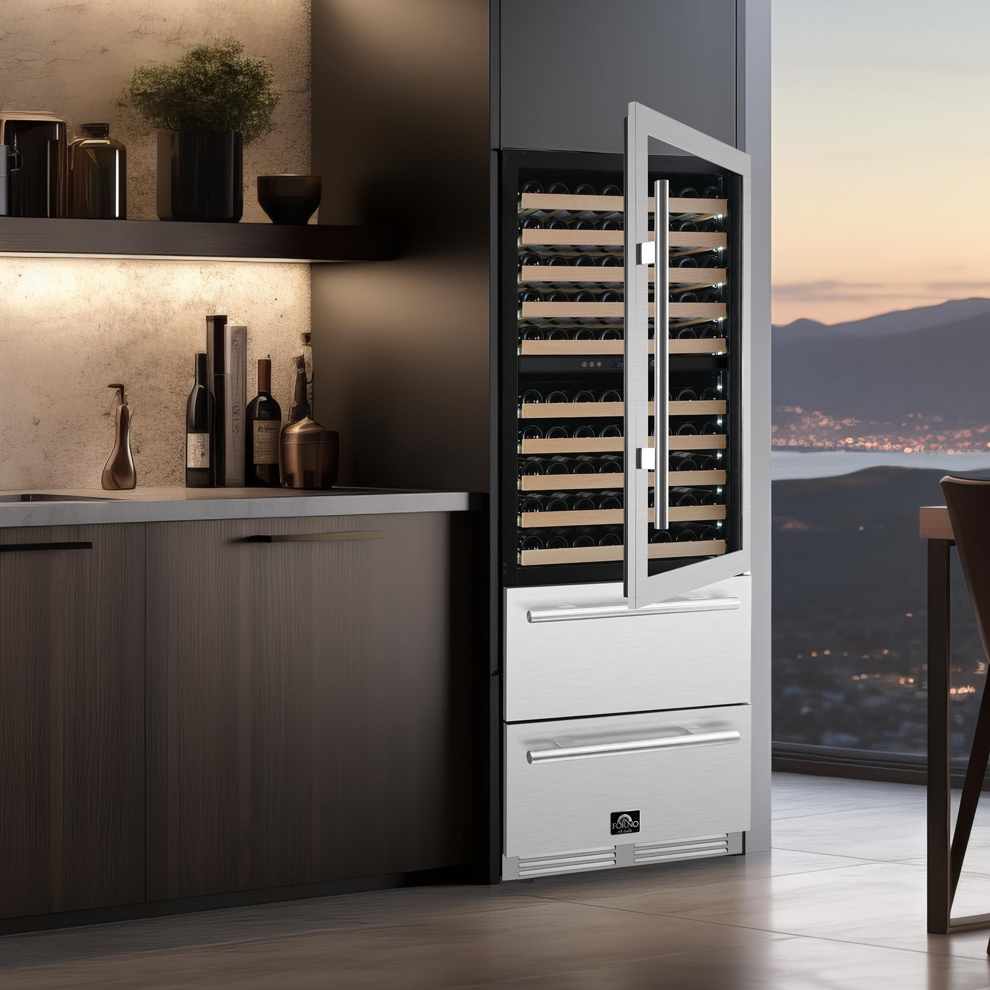 Forno FWCDR669730S Forno Celano 30-Inch Triple Zone Wine And Beverage Cooler, 21.3 Cu.Ft, Stainless Steel