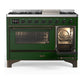 Ilve UM48FNR3EGBLP Ilve Um48Fnr3Egblp Majestic Iii 48 Inch Dual Fuel Range With 8 Burners And Griddle, Dual Function Burner Up To 25,000 Btu (Liquid Propane, Triple Glass Door, Emerald Green, Burnished)