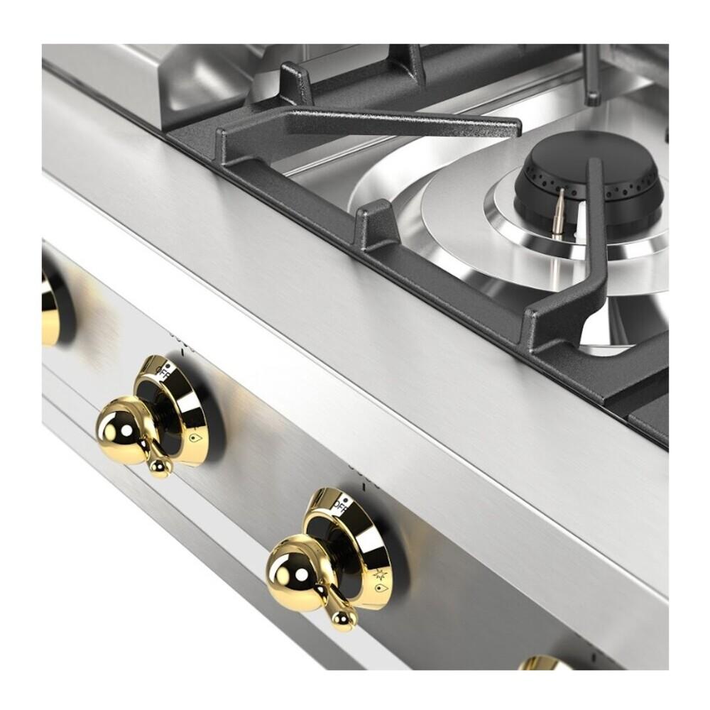 Ilve UHCP36FNSSGLP Ilve Uhcp36Fnssglp Nostalgie Ii 36 Inch Built-In Gas Rangetop With 6 Burners And Griddle, In Stainless Steel (Liquid Propane, Brass)
