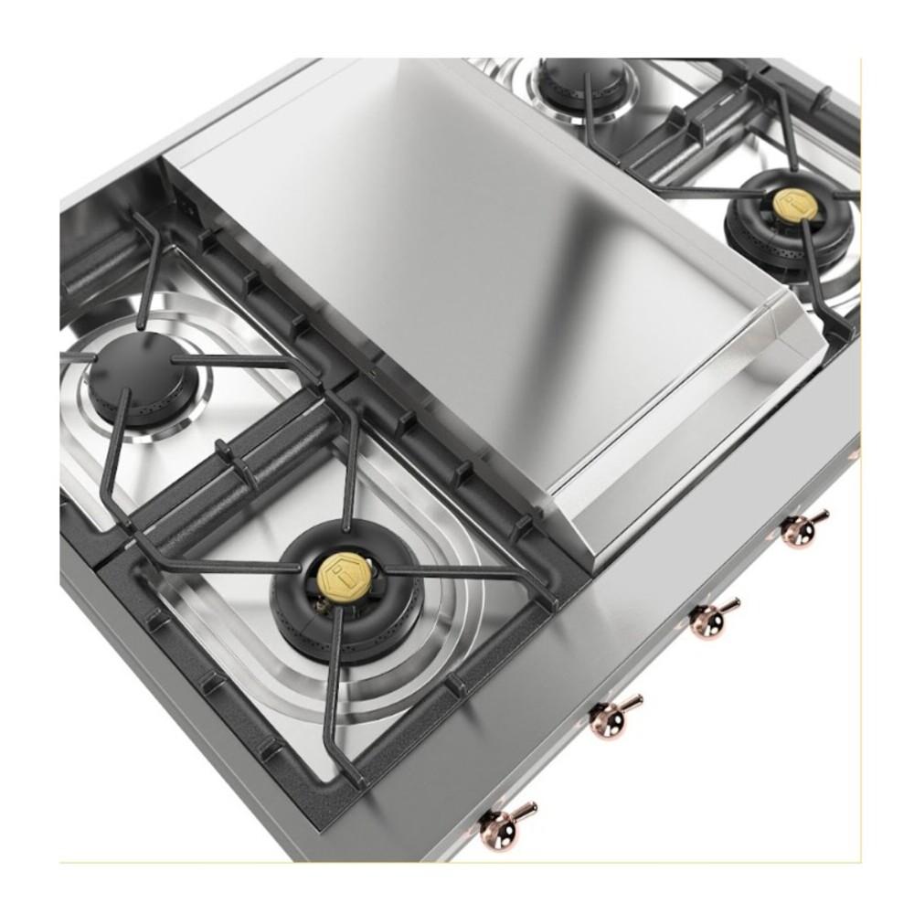 Ilve UHCP36FNSSPLP Ilve Uhcp36Fnssplp Nostalgie Ii 36 Inch Built-In Gas Rangetop With 6 Burners And Griddle, In Stainless Steel (Liquid Propane, Copper)