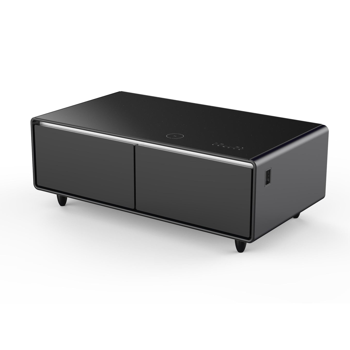 Forno FCTFR700651BLK Forno Evoluto Tavolo 51-Inch Black Smart Coffee Table - Dual Refrigerator Drawers, Bluetooth 5.0 Audio, Wireless Charging & Rgb Ambient Light