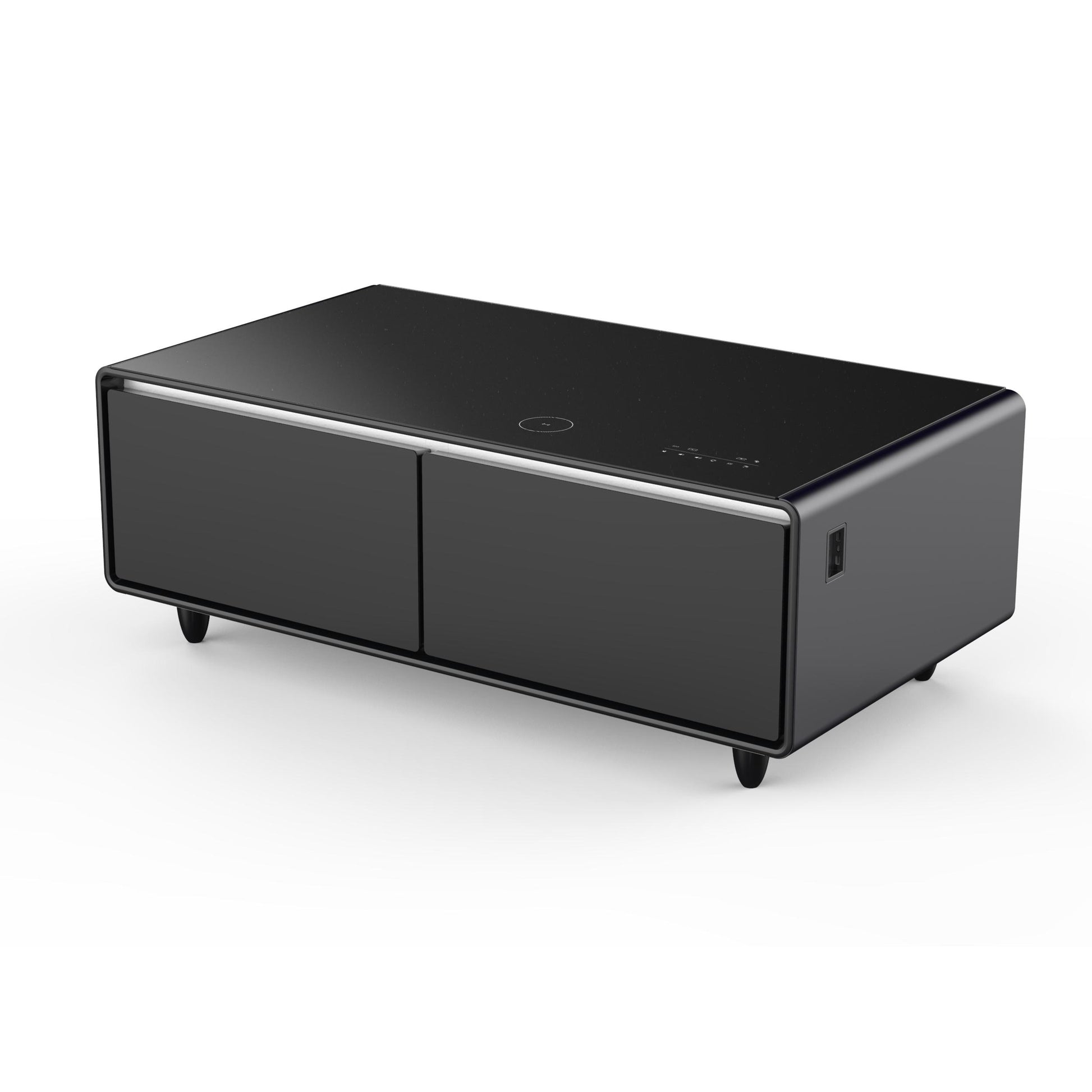 Forno FCTFR700651BLK Forno Evoluto Tavolo 51-Inch Black Smart Coffee Table - Dual Refrigerator Drawers, Bluetooth 5.0 Audio, Wireless Charging & Rgb Ambient Light
