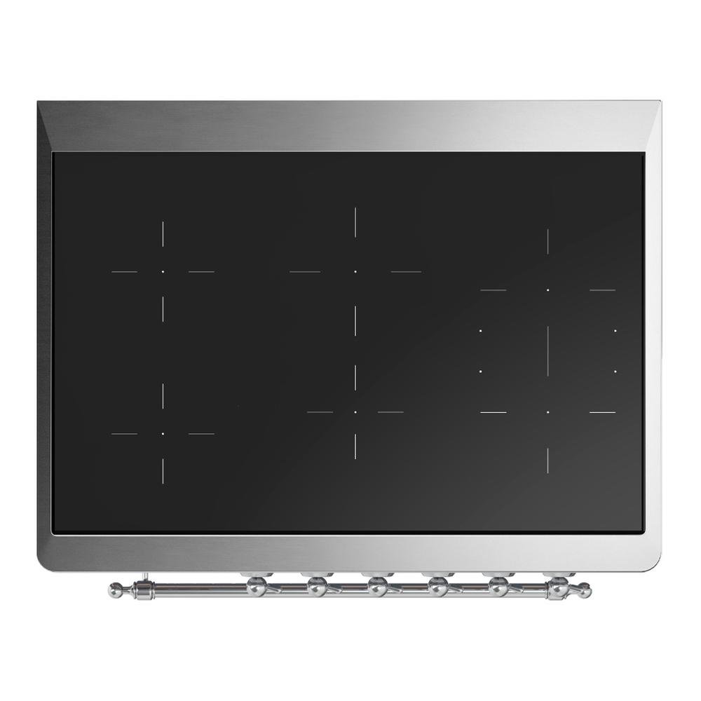Ilve UMIB36QNR3MBC Ilve Umib36Qnr3Mbc Majestic Iii 36 Inch Induction Range With 6 Elements, 3.5 Cu. Ft. Total Oven Capacity (Solid Door, Midnight Blue, Chrome)