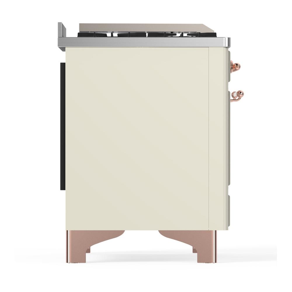 Ilve UMD40FNR3AWP Ilve Umd40Fnr3Awp Majestic Iii 40 Inch Dual Fuel Range With 6 Burners And Griddle, Dual Function Burner Up To 25,000 Btu (Natural Gas, Triple Glass Door, Antique White, Copper)