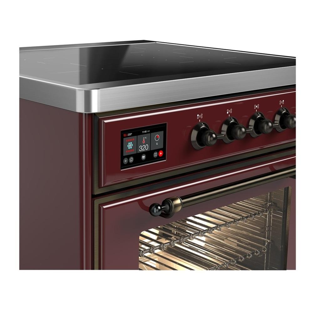Ilve UMIB30NR3BUB Ilve Umib30Nr3Bub Majestic Iii 30 Inch Induction Range With 4 Elements, 4 Cu. Ft. Oven Capacity (Triple Glass Door, Burgundy, Burnished)