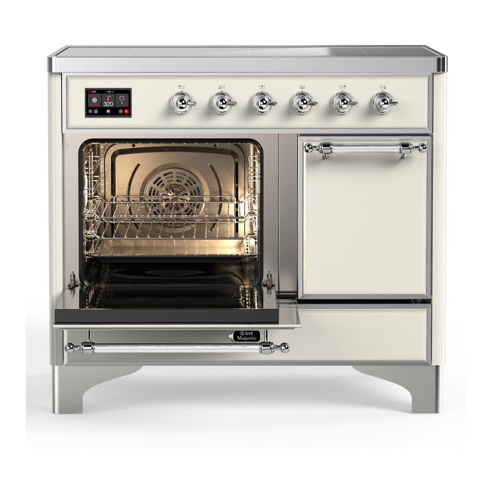 Ilve UMDIB40QNR3AWC Ilve Umdib40Qnr3Awc Majestic Iii 40 Inch Induction Range With 6 Elements, 3.82 Cu. Ft. Total Oven Capacity (Solid Door, Antique White, Chrome)