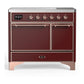 Ilve UMDIB40QNR3BUP Ilve Umdib40Qnr3Bup Majestic Iii 40 Inch Induction Range With 6 Elements, 3.82 Cu. Ft. Total Oven Capacity (Solid Door, Burgundy, Copper)