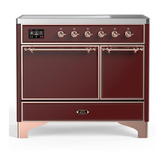 Ilve UMDIB40QNR3BUP Ilve Umdib40Qnr3Bup Majestic Iii 40 Inch Induction Range With 6 Elements, 3.82 Cu. Ft. Total Oven Capacity (Solid Door, Burgundy, Copper)