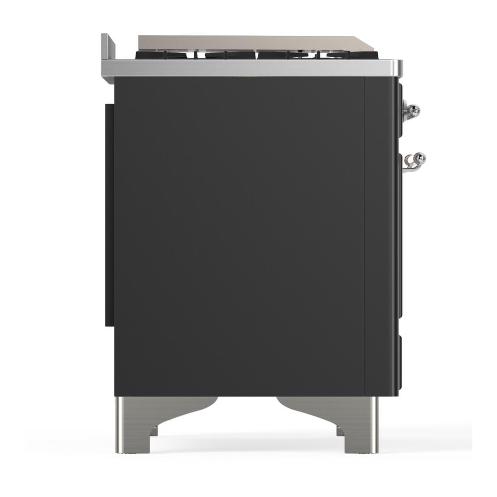 Ilve UM60FNR3MGCLP Ilve Um60Fnr3Mgclp Majestic Iii 60 Inch Dual Fuel Range With 9 Burners And Griddle, Dual Function Burner Up To 25,000 Btu (Liquid Propane, Triple Glass Door, Graphite Matte, Chrome)