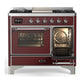 Ilve UMD40FNR3BUC Ilve Umd40Fnr3Buc Majestic Iii 40 Inch Dual Fuel Range With 6 Burners And Griddle, Dual Function Burner Up To 25,000 Btu (Natural Gas, Triple Glass Door, Burgundy, Chrome)
