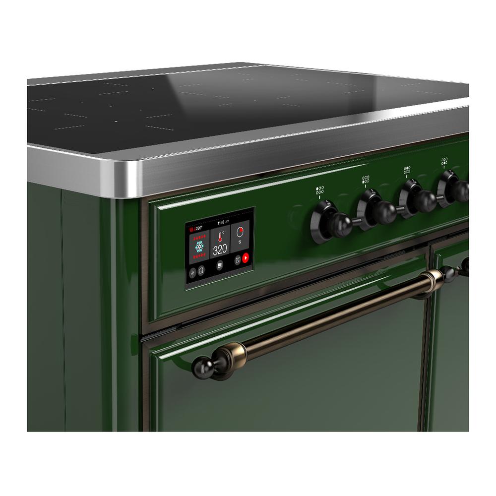 Ilve UMDIB40QNR3EGB Ilve Umdib40Qnr3Egb Majestic Iii 40 Inch Induction Range With 6 Elements, 3.82 Cu. Ft. Total Oven Capacity (Solid Door, Emerald Green, Burnished)