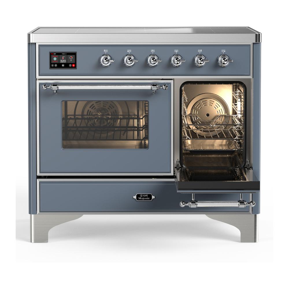 Ilve UMDIB40NR3BGC Ilve Umdib40Nr3Bgc Majestic Iii 40 Inch Induction Range With 6 Elements, 3.82 Cu. Ft. Total Oven Capacity (Triple Glass Door, Blue Grey, Chrome)