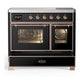 Ilve UMDIB40NR3BKP Ilve Umdib40Nr3Bkp Majestic Iii 40 Inch Induction Range With 6 Elements, 3.82 Cu. Ft. Total Oven Capacity (Triple Glass Door, Glossy Black, Copper)