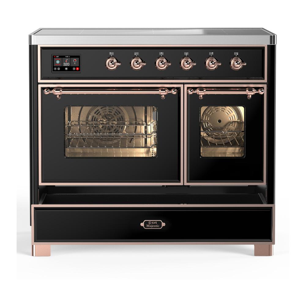 Ilve UMDIB40NR3BKP Ilve Umdib40Nr3Bkp Majestic Iii 40 Inch Induction Range With 6 Elements, 3.82 Cu. Ft. Total Oven Capacity (Triple Glass Door, Glossy Black, Copper)