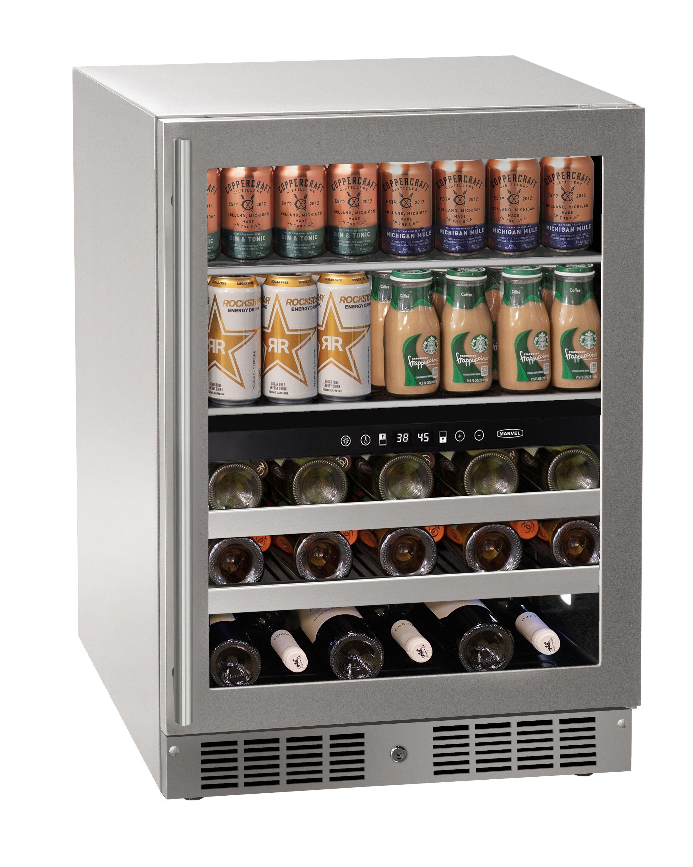 Marvel MRBD224SG31A 24 Inch Dual-Zone Beverage Center With Door Style - Stainless Steel Frame Glass