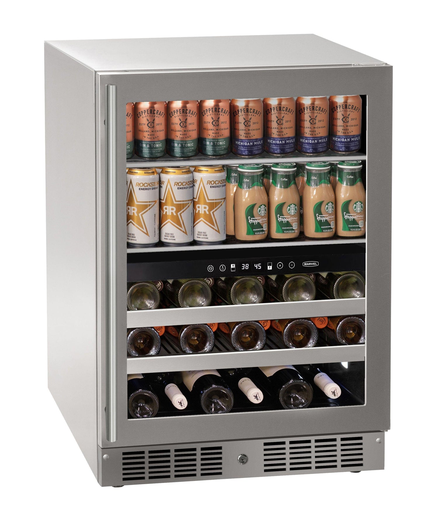 Marvel MRBD224SG31A 24 Inch Dual-Zone Beverage Center With Door Style - Stainless Steel Frame Glass