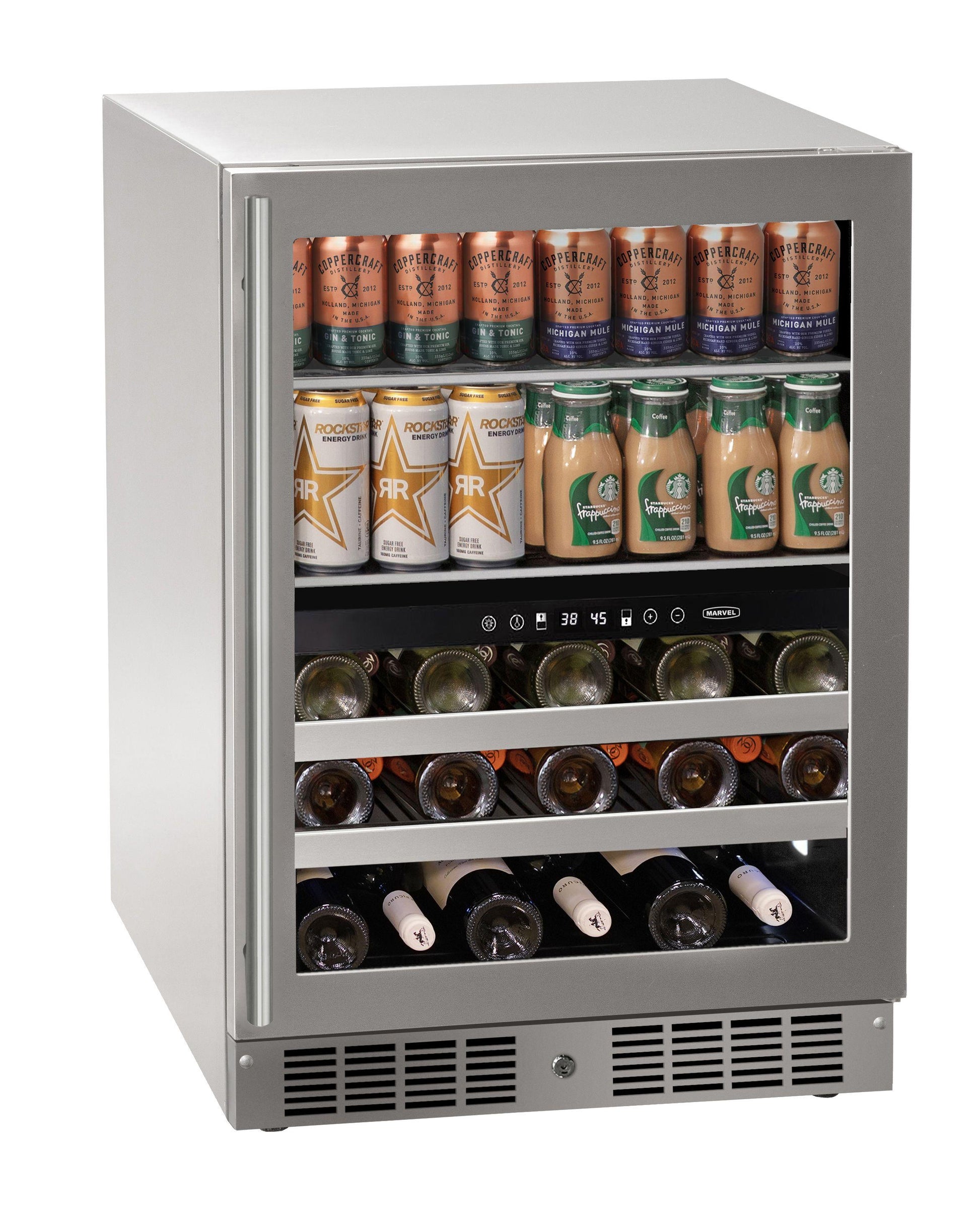 Marvel MRBD224SG31A 24 Inch Dual-Zone Beverage Center With Door Style - Stainless Steel Frame Glass