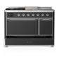 Ilve UM48FSQNR3MGCLP Ilve Um48Fsqnr3Mgclp Majestic Iii 48 Inch Dual Fuel Range With 5 Black Brass Burners, Griddle And French Top, Dual Function Burner Up To 25,000 Btu (Liquid Propane, Solid Door, Graphite Matte, Chrome)