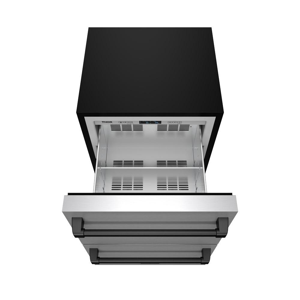 Thor Kitchen RZ24UBLK 24 Inch Undercounter Built-In / Freestanding Drawer Freezer - Stainless Steel/Black Gordon Ramsay Series