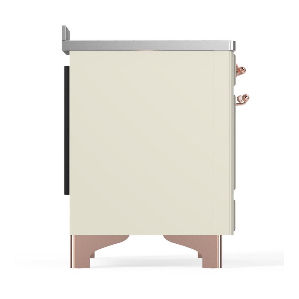 Ilve UMIB48QNR3AWP Ilve Umib48Qnr3Awp Majestic Iii 48 Inch Induction Range With 6 Elements, 5.02 Cu. Ft. Total Oven Capacity (Solid Door, Antique White, Copper)