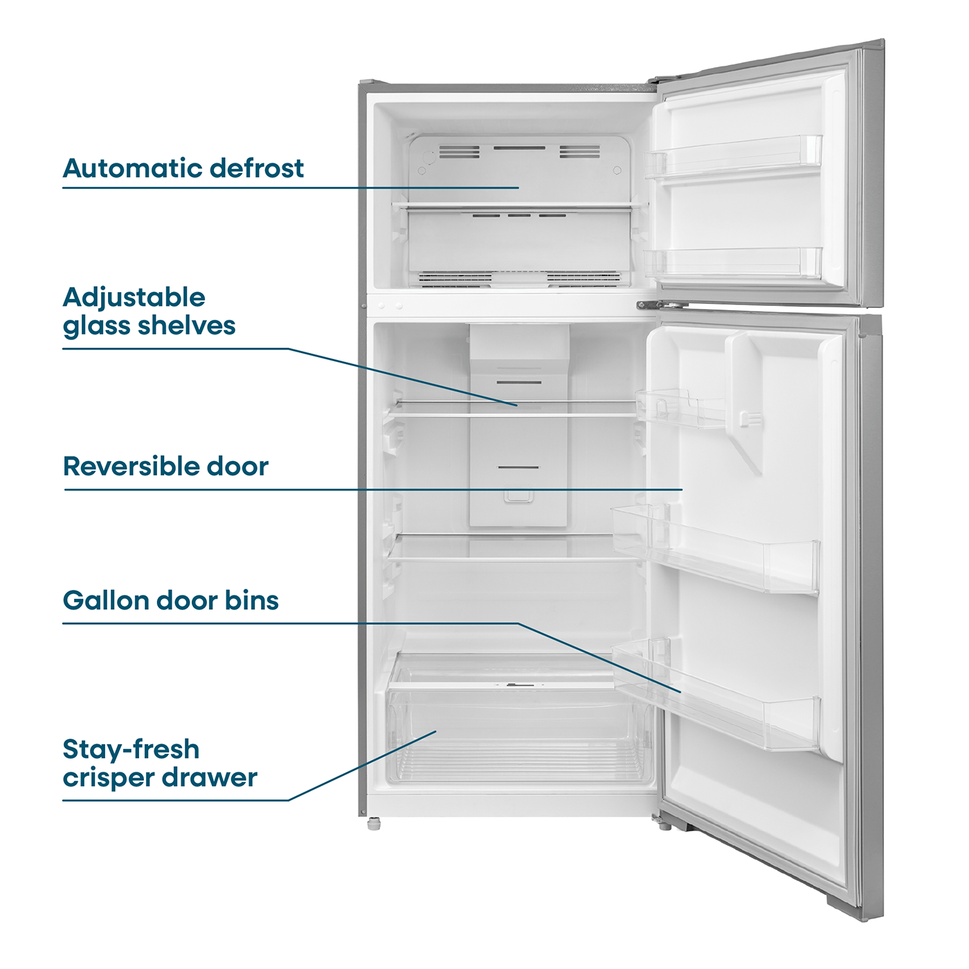 Element Appliance ERT16CGDS Element 16.0 Cu. Ft. Top Freezer Refrigerator - Stainless Steel, Energy Star
