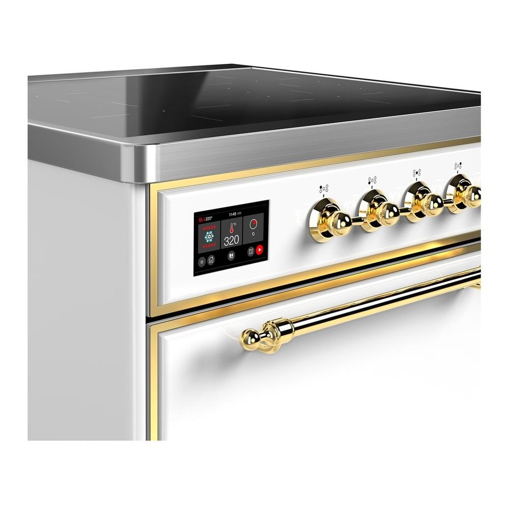 Ilve UMIB30QNR3WHG Ilve Umib30Qnr3Whg Majestic Iii 30 Inch Induction Range With 4 Elements, 4 Cu. Ft. Oven Capacity (Solid Door, White, Brass)