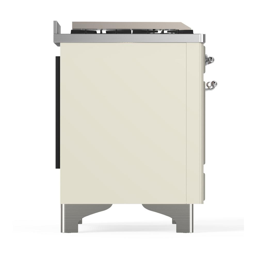 Ilve UMD40FNR3AWCLP Ilve Umd40Fnr3Awclp Majestic Iii 40 Inch Dual Fuel Range With 6 Burners And Griddle, Dual Function Burner Up To 25,000 Btu (Liquid Propane, Triple Glass Door, Antique White, Chrome)