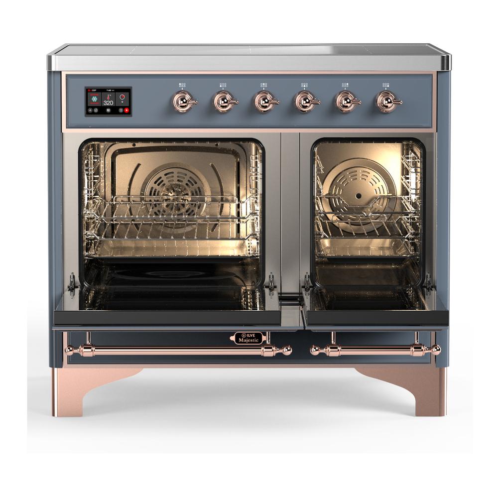 Ilve UMDIB40QNR3BGP Ilve Umdib40Qnr3Bgp Majestic Iii 40 Inch Induction Range With 6 Elements, 3.82 Cu. Ft. Total Oven Capacity (Solid Door, Blue Grey, Copper)