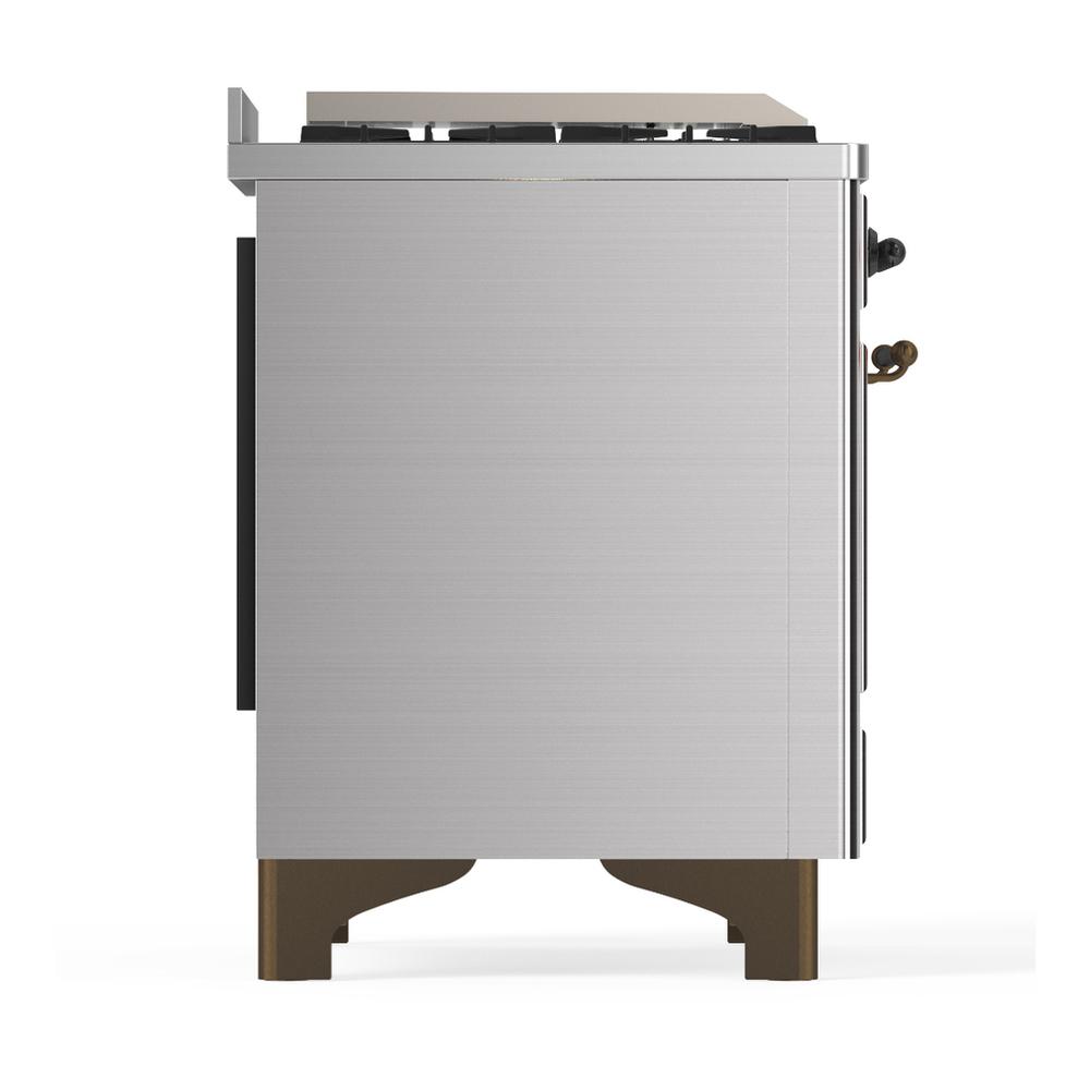 Ilve UM48FQNR3SSB Ilve Um48Fqnr3Ssb Majestic Iii 48 Inch Dual Fuel Range With 8 Burners And Griddle, Dual Function Burner Up To 25,000 Btu (Natural Gas, Solid Door, Stainless Steel, Burnished)