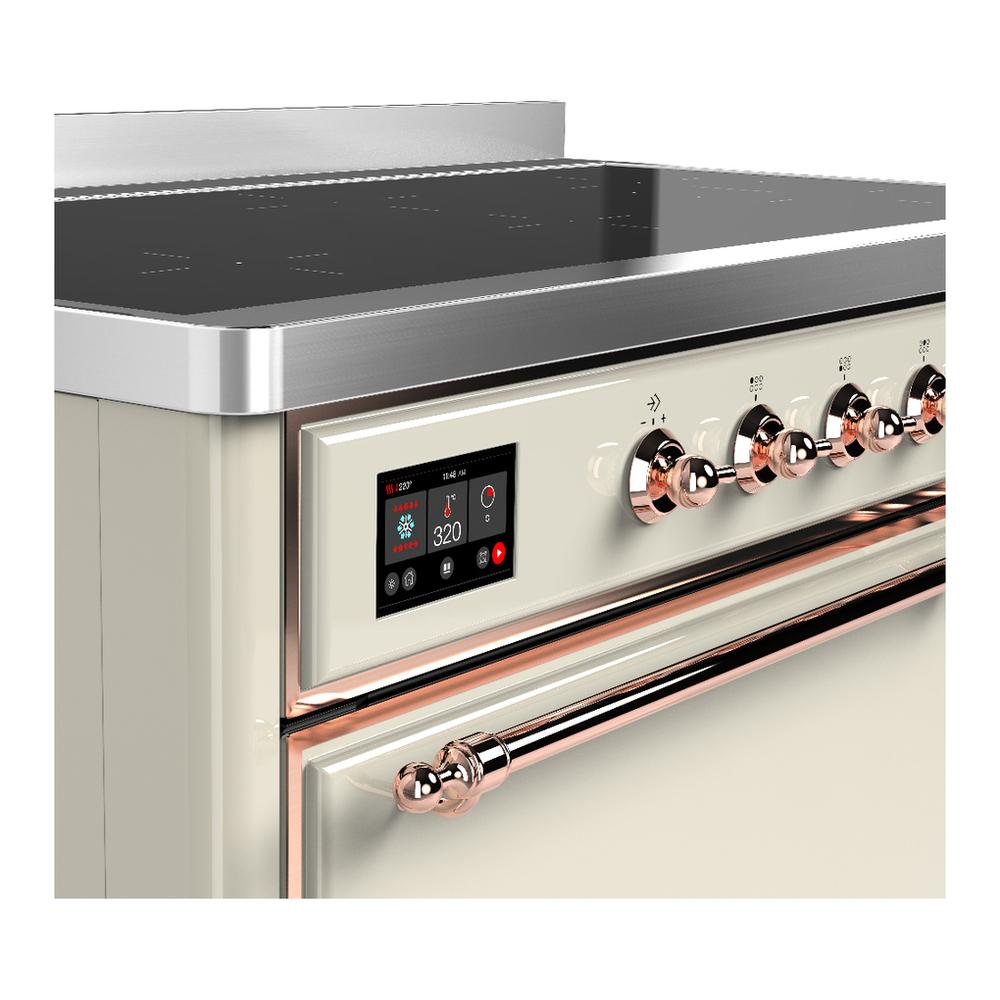 Ilve UMIB48QNR3AWP Ilve Umib48Qnr3Awp Majestic Iii 48 Inch Induction Range With 6 Elements, 5.02 Cu. Ft. Total Oven Capacity (Solid Door, Antique White, Copper)