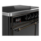 Ilve UMDIB40QNR3BKB Ilve Umdib40Qnr3Bkb Majestic Iii 40 Inch Induction Range With 6 Elements, 3.82 Cu. Ft. Total Oven Capacity (Solid Door, Glossy Black, Burnished)