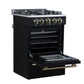 Forno FFSGS627224BLK Forno Breno 24 Inch Freestanding Gas Range In Black With Antique Brass, Compact Design