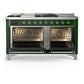 Ilve UM60FSQNR3EGC Ilve Um60Fsqnr3Egc Majestic Iii 60 Inch Dual Fuel Range With 7 Burners, Griddle And French Top, Dual Function Burner With Up To 25,000 Btu (Natural Gas, Solid Door, Emerald Green, Chrome)