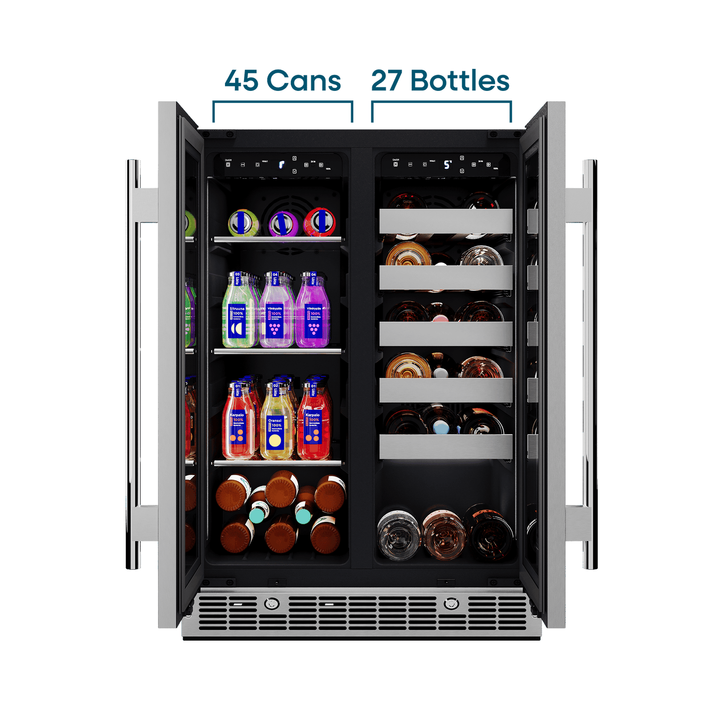 Element Appliance EFB24DES Cellara By Element 24 In., 27 Bottle And 45 Can Dual Zone French Door Wine And Beverage Cooler - Efb24Des