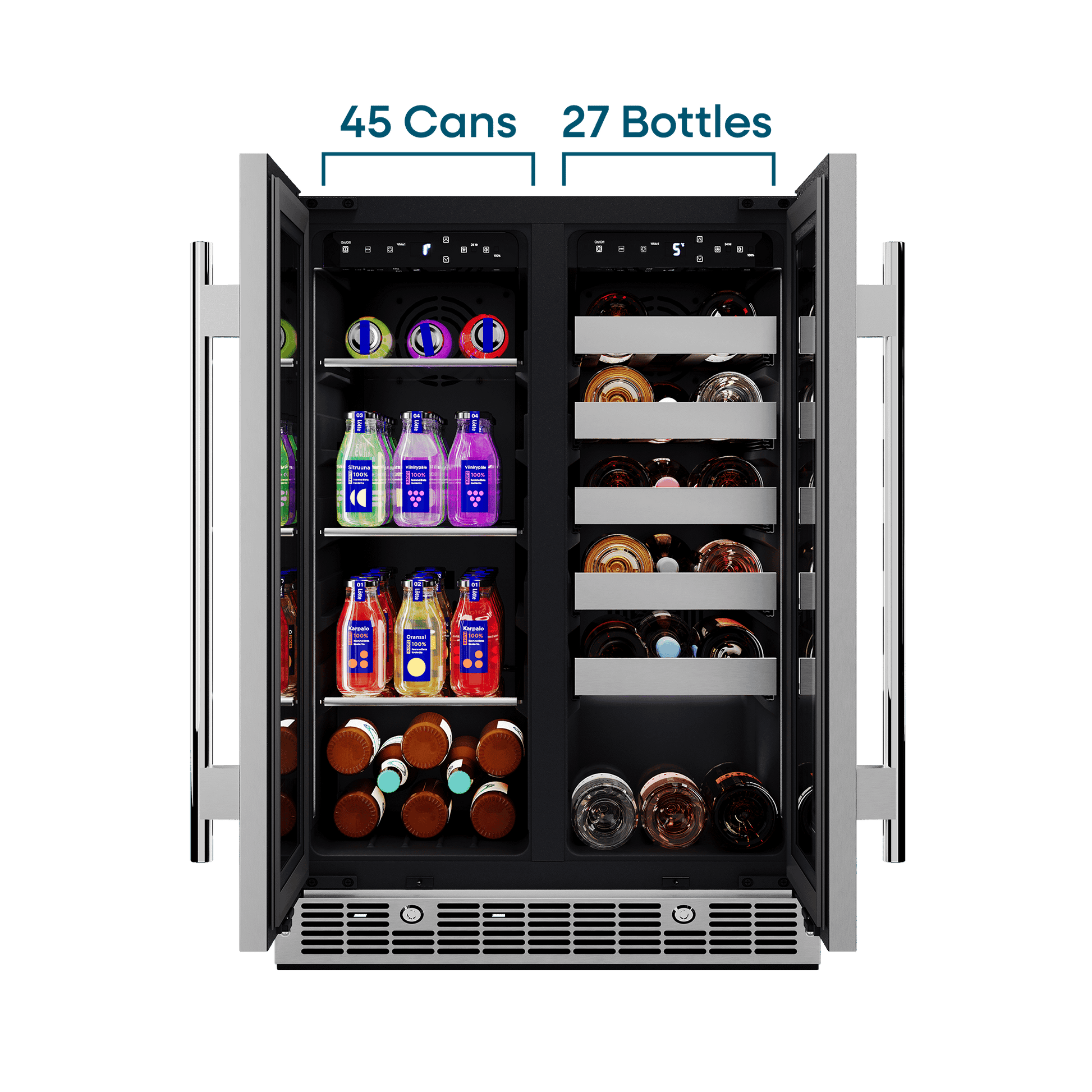 Element Appliance EFB24DES Cellara By Element 24 In., 27 Bottle And 45 Can Dual Zone French Door Wine And Beverage Cooler - Efb24Des