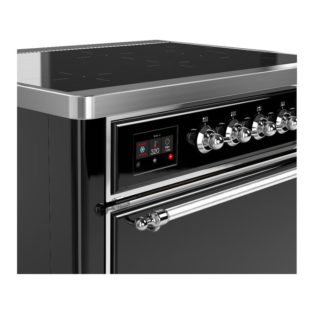 Ilve UMIB36QNR3BKC Ilve Umib36Qnr3Bkc Majestic Iii 36 Inch Induction Range With 6 Elements, 3.5 Cu. Ft. Total Oven Capacity (Solid Door, Glossy Black, Chrome)