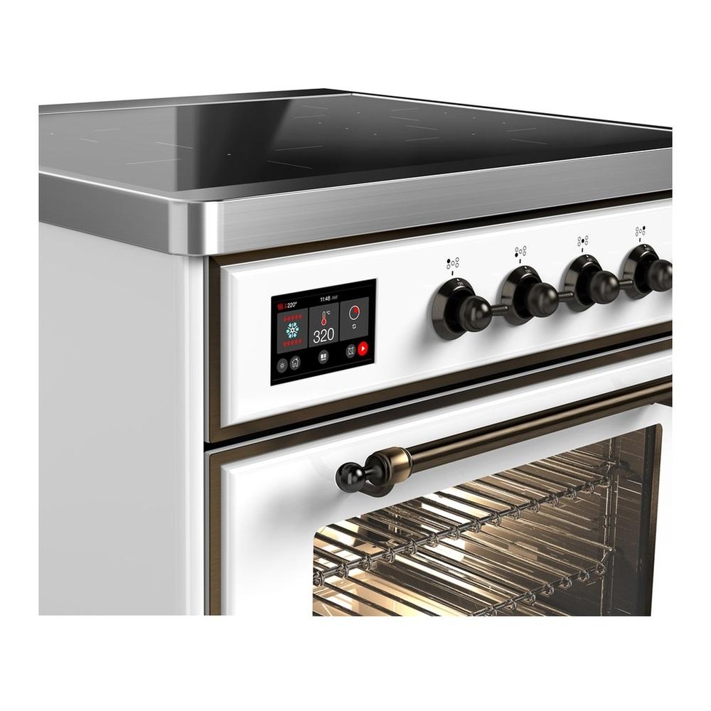 Ilve UMIB30NR3WHB Ilve Umib30Nr3Whb Majestic Iii 30 Inch Induction Range With 4 Elements, 4 Cu. Ft. Oven Capacity (Triple Glass Door, White, Burnished)