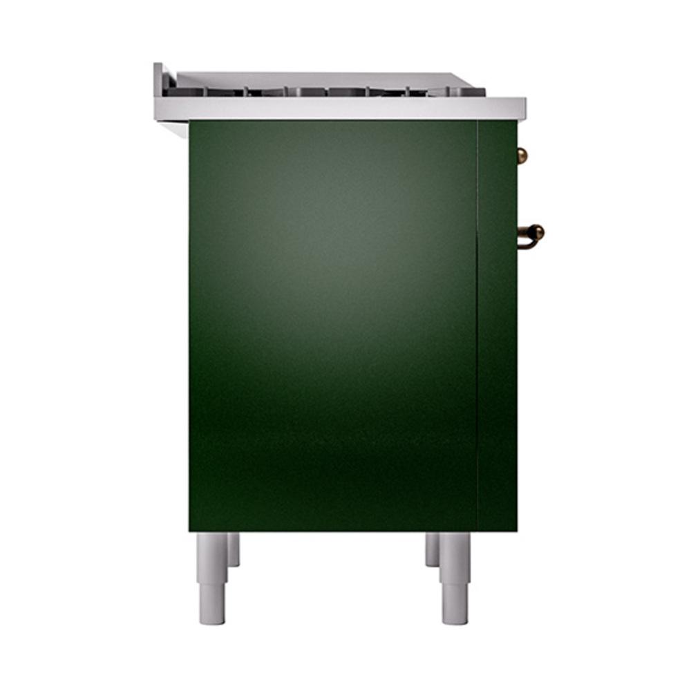 Ilve UN36FQNMPEGB Ilve Un36Fqnmpegb Nostalgie Ii Noblesse 36" Dual Fuel Range (Natural Gas, Solid Door, Emerald Green, Burnished)