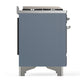 Ilve UMD40FNR3BGC Ilve Umd40Fnr3Bgc Majestic Iii 40 Inch Dual Fuel Range With 6 Burners And Griddle, Dual Function Burner Up To 25,000 Btu (Natural Gas, Triple Glass Door, Blue Grey, Chrome)